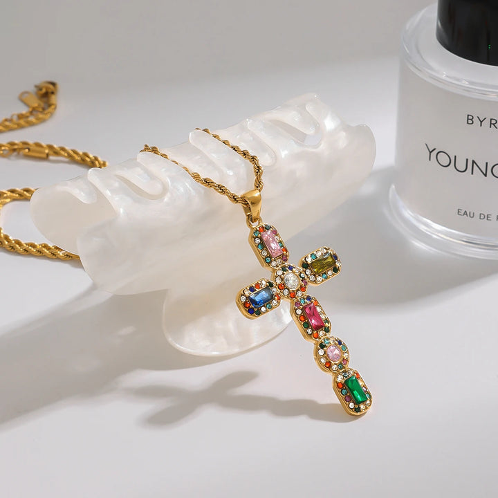 Divinity Prism Cross Necklace